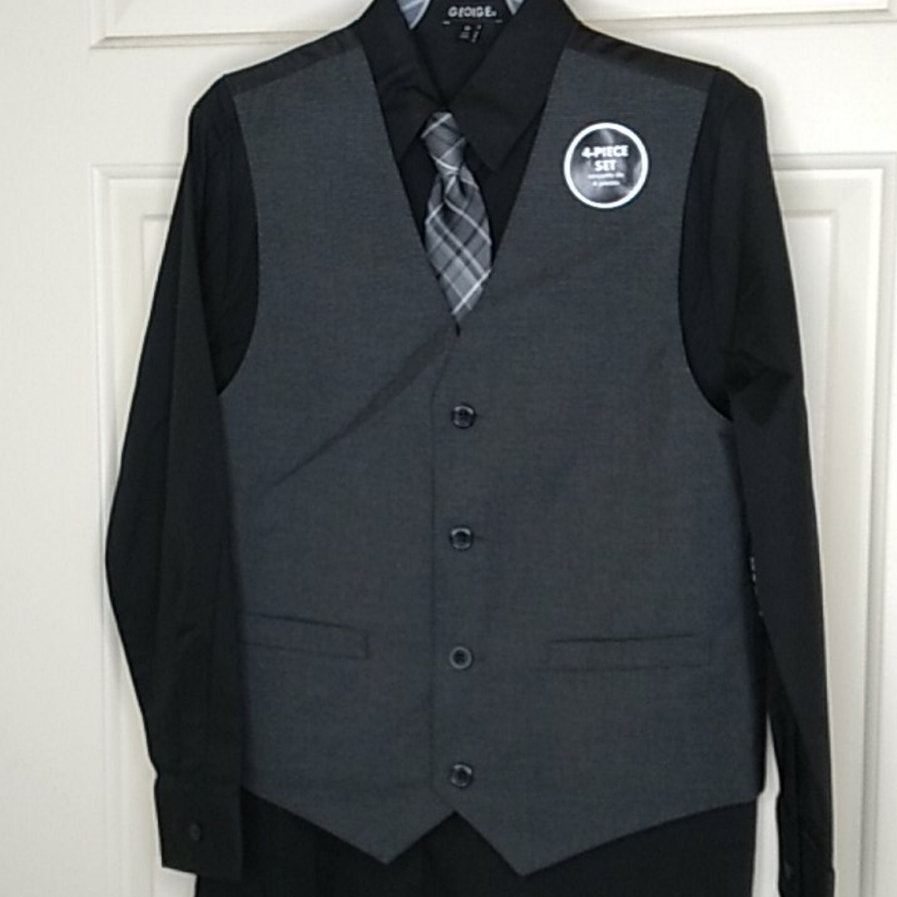George 3- Piece Dress Shirt, Vest and  Tie